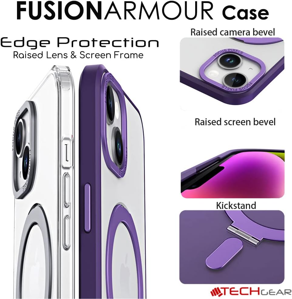 [Fusion Armour Ring] Premium Tough Protective Magnetic Ring Kickstand Case, MagSafe Case for iPhone 14 Pro 6.1"