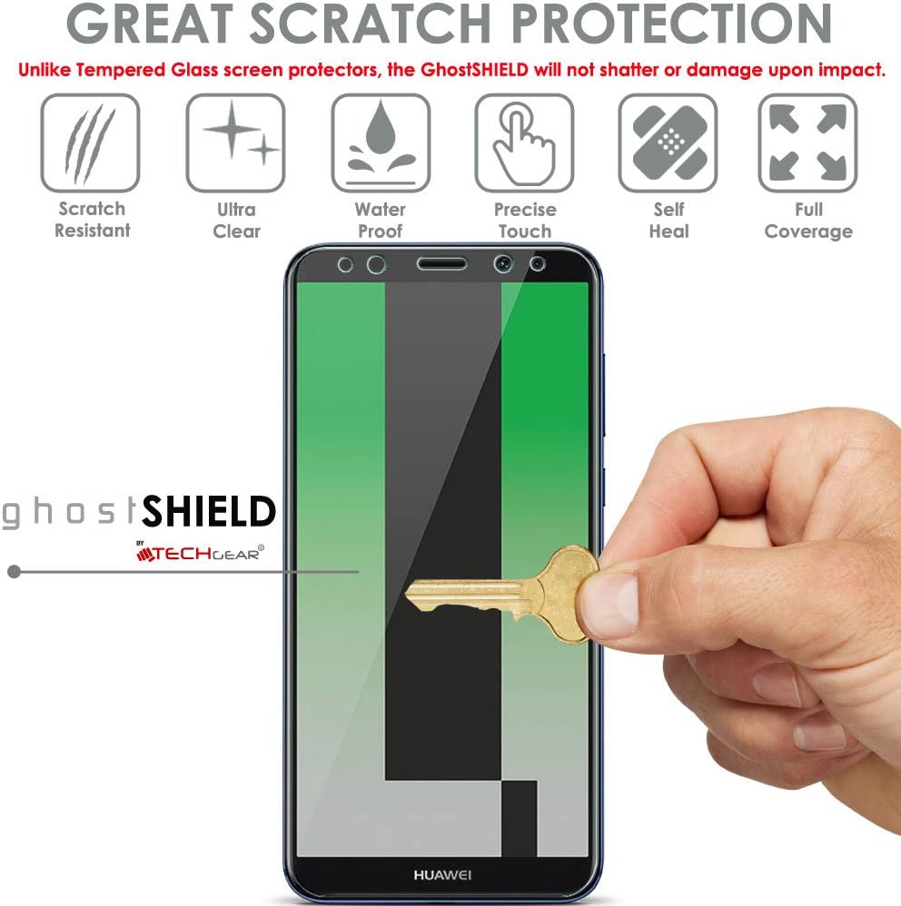 TECHGEAR Screen Protector to fit Huawei Mate 10 Lite [ghostSHIELD Edition] Genuine Reinforced Flexible TPU Screen Protector with Full Screen Coverage