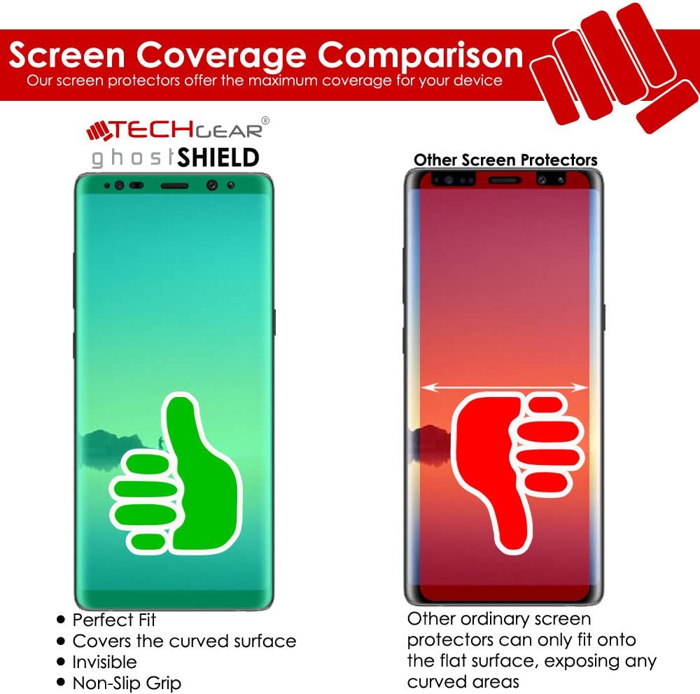 TECHGEAR Screen Protector to fit Samsung Galaxy Note 9 [ghostSHIELD Edition] TPU Screen Protector with Full Screen Coverage inc Curved Screen
