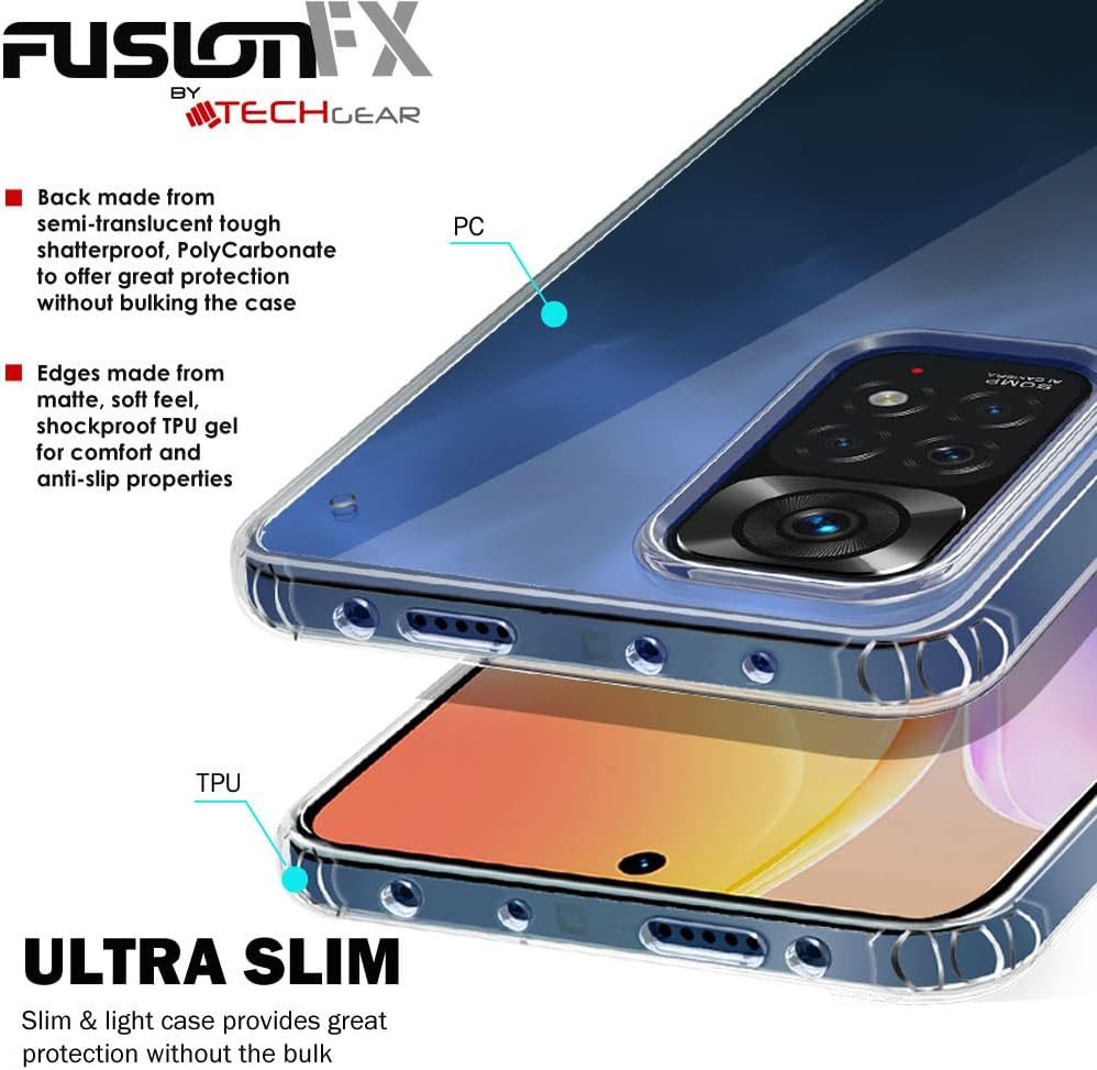[Fusion FX Case] Slim & Light Tough Fused Gel Bumper & Hard Back Matte Case for Redmi Note 11