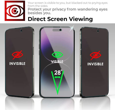 iPhone 14 Pro Anti Spy, Privacy Tempered Glass Screen Protectors