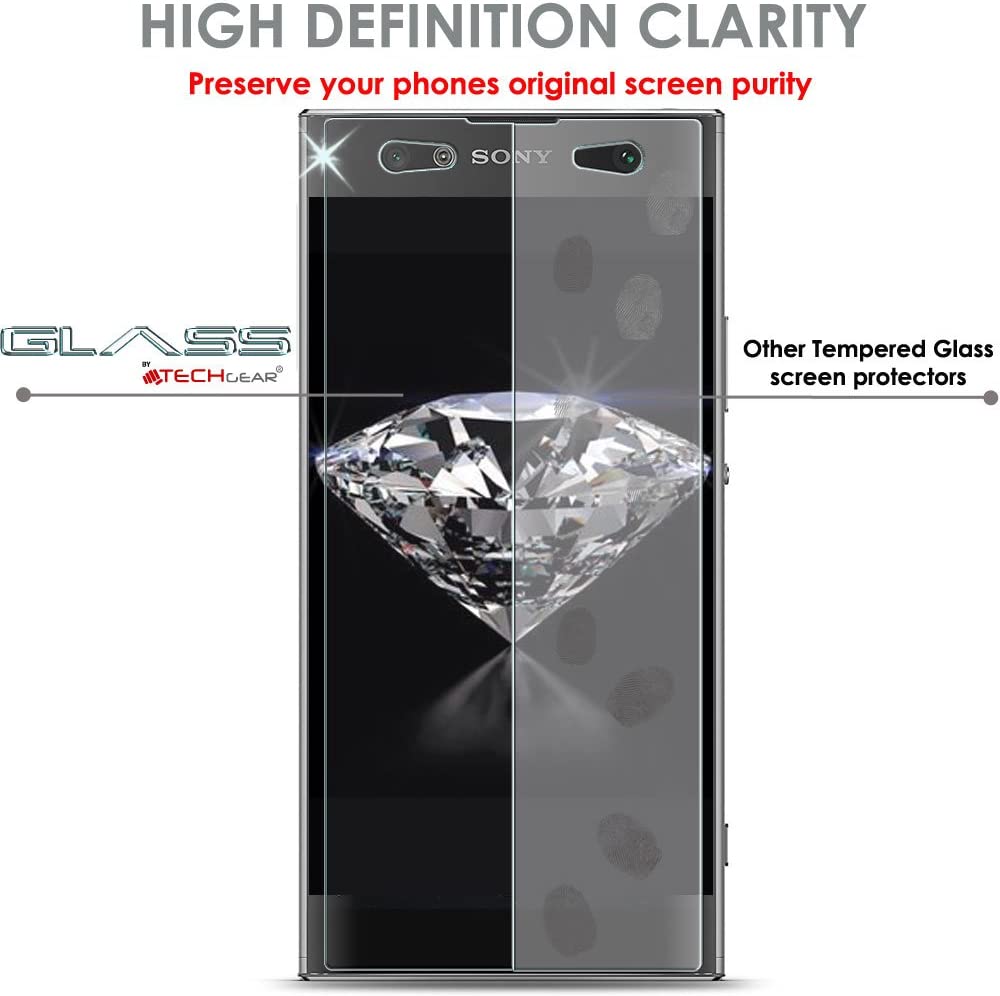 TECHGEAR Screen Protector for Xperia XA2 Ultra - GLASS Edition Genuine Tempered Glass Screen Protector Compatible with Sony Xperia XA2 Ultra