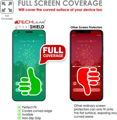 TECHGEAR Screen Protector fits Google Pixel 3a XL [ghostSHIELD Edition] Genuine Reinforced TPU film Screen Protector [FULL Screen Coverage]