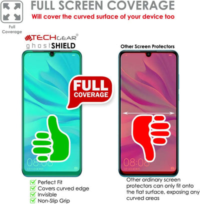[Pack of 2] TECHGEAR Screen Protectors fit Huawei P30 Lite [ghostSHIELD Edition] Reinforced TPU film Screen Protector with FULL Screen Coverage inc