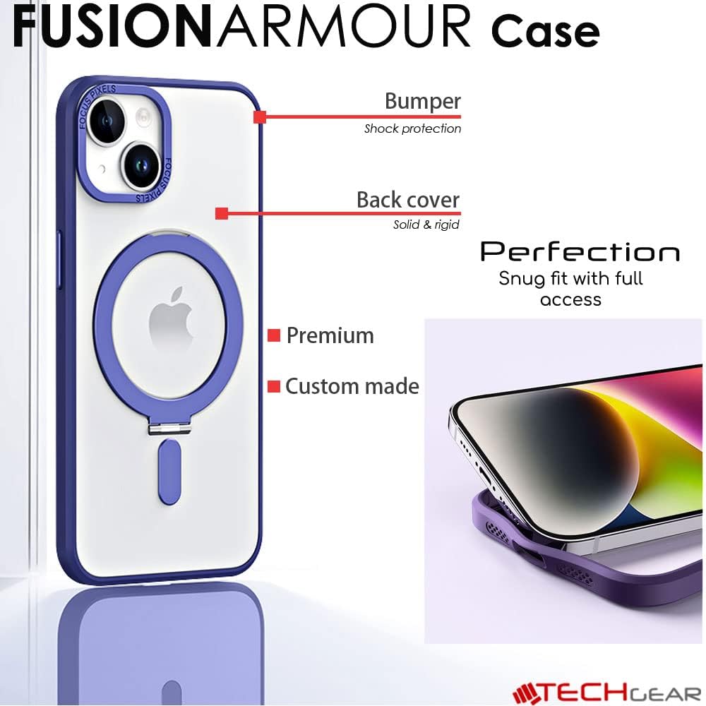 [Fusion Armour Ring] Premium Tough Protective Magnetic Ring Kickstand Case, MagSafe Case for iPhone 14 Pro 6.1"