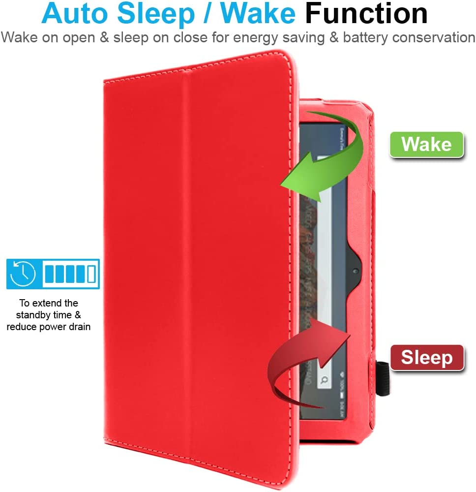 [Folio Case] Smart Cover Stand with Auto Sleep/Wake & Hand Strap For New Amazon Fire 7" (12th Generation / 2022)