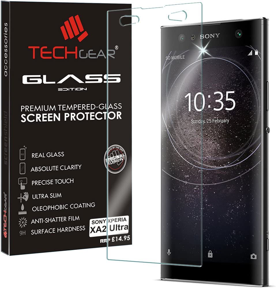 TECHGEAR Screen Protector for Xperia XA2 Ultra - GLASS Edition Genuine Tempered Glass Screen Protector Compatible with Sony Xperia XA2 Ultra