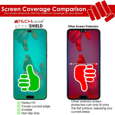 TECHGEAR Screen Protector to fit Huawei P20 [ghostSHIELD Edition] Reinforced Flexible TPU Screen Protector with Full Screen Coverage