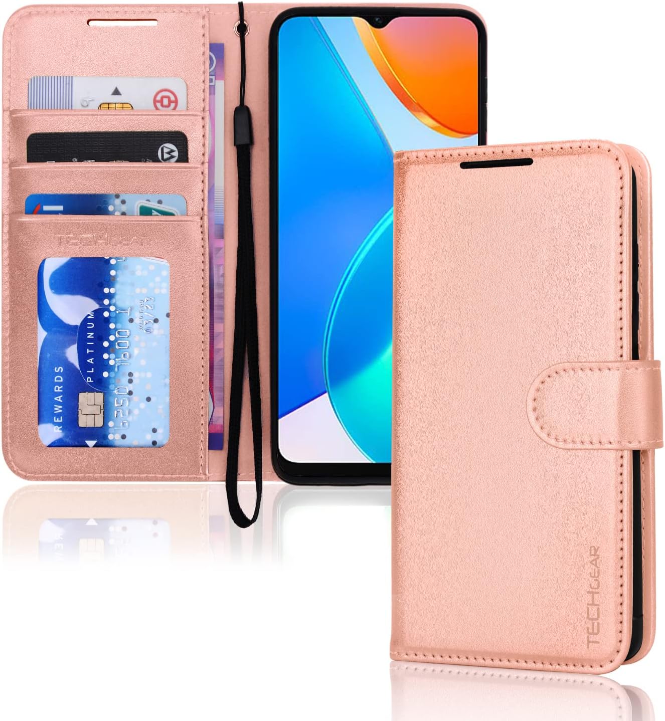 [Wallet Case] Protective Cover with Cash & Card Holder, Stand and Wrist Strap For Honor X6 4G / Honor X8 5G