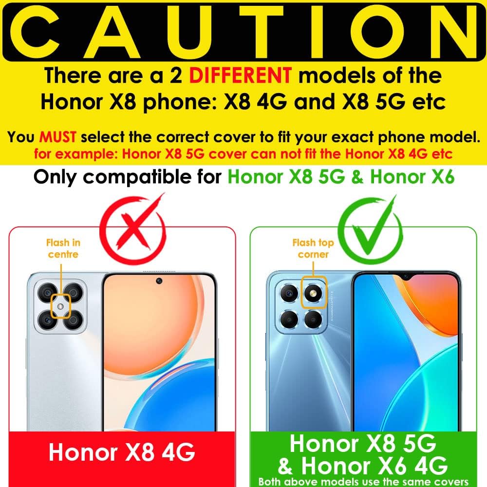[Wallet Case] Protective Cover with Cash & Card Holder, Stand and Wrist Strap For Honor X6 4G / Honor X8 5G