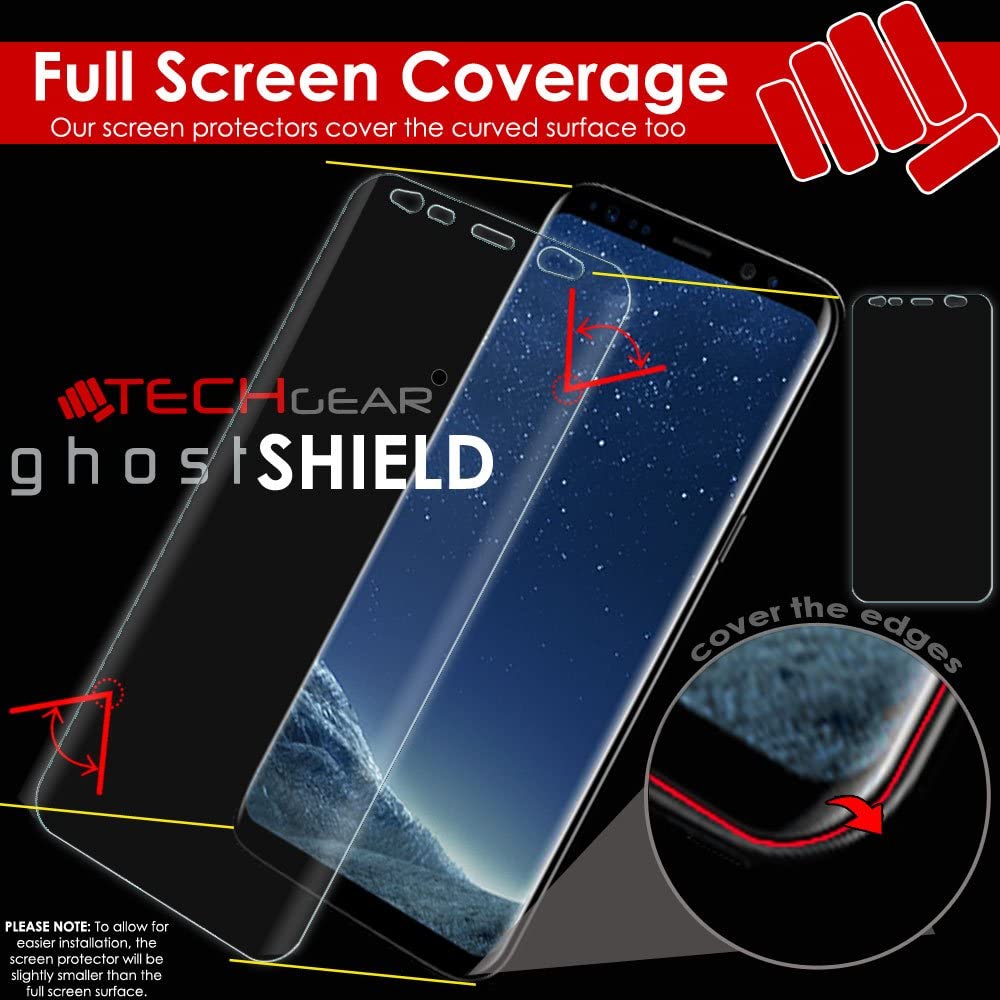 TECHGEAR Screen Protector to fit Samsung Galaxy S9 [ghostSHIELD Edition] TPU Screen Protector with Full Screen Coverage inc Curved Screen