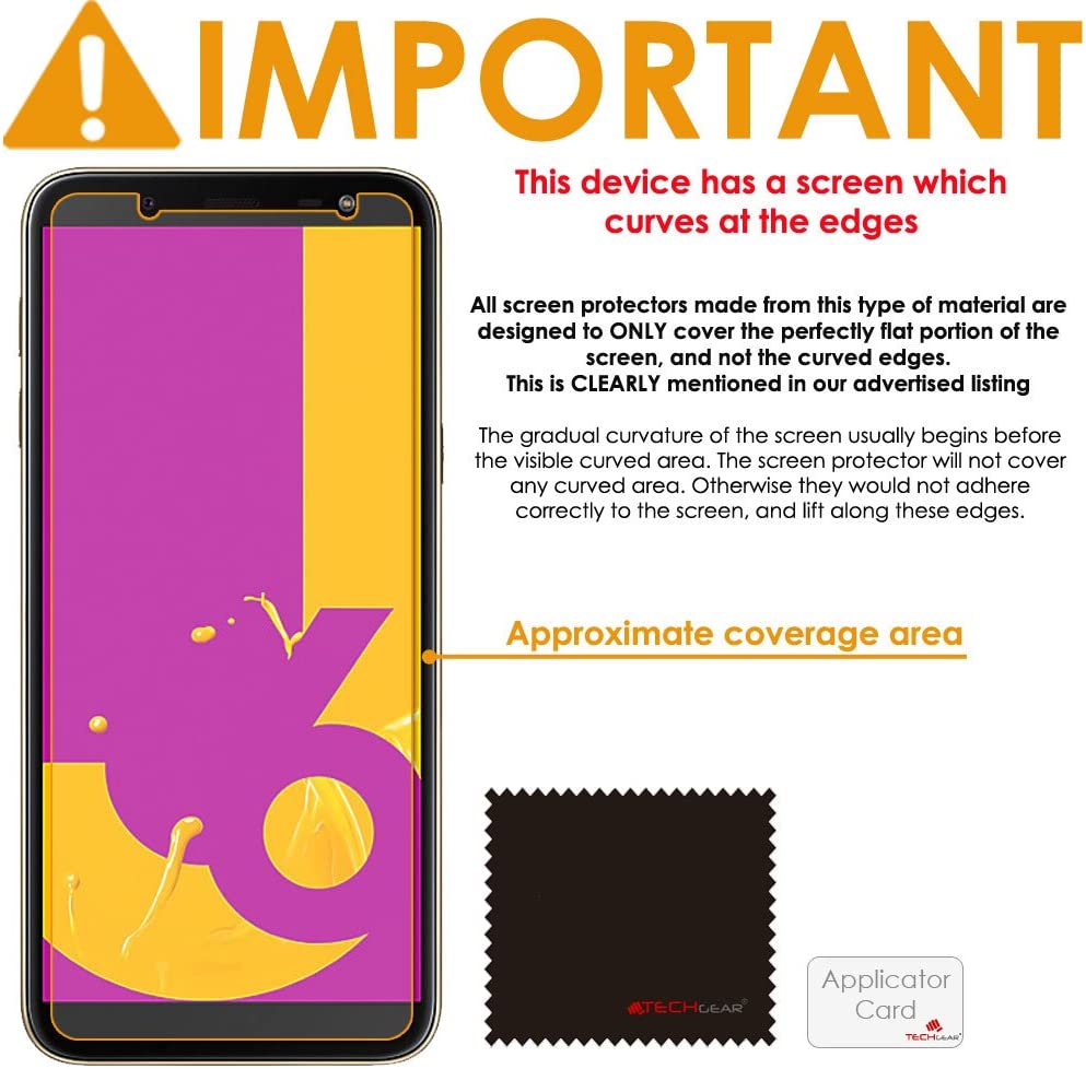[5 Pack] TECHGEAR Screen Protectors for Galaxy J6 (SM-J600 Series) - Clear Lcd Screen Protectors Cover Guards Compatible with Samsung Galaxy J6 2018