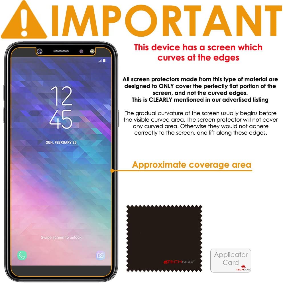 [3 Pack] TECHGEAR Screen Protectors for Galaxy A6 (SM-A600 Series) - Clear Lcd Screen Protectors Cover Guards Compatible with Samsung Galaxy A6 2018