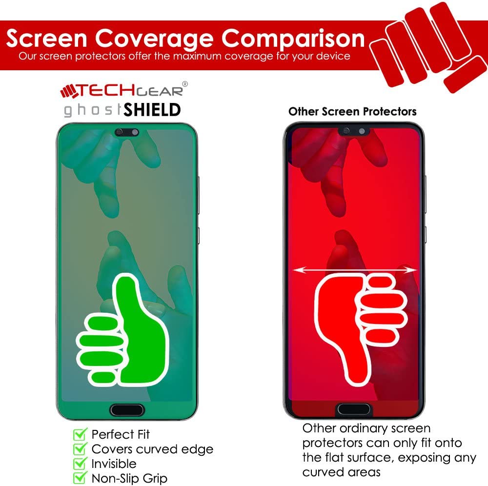 TECHGEAR Screen Protector to fit Huawei P20 Pro [ghostSHIELD Edition] Reinforced Flexible TPU Screen Protector with Full Screen Coverage