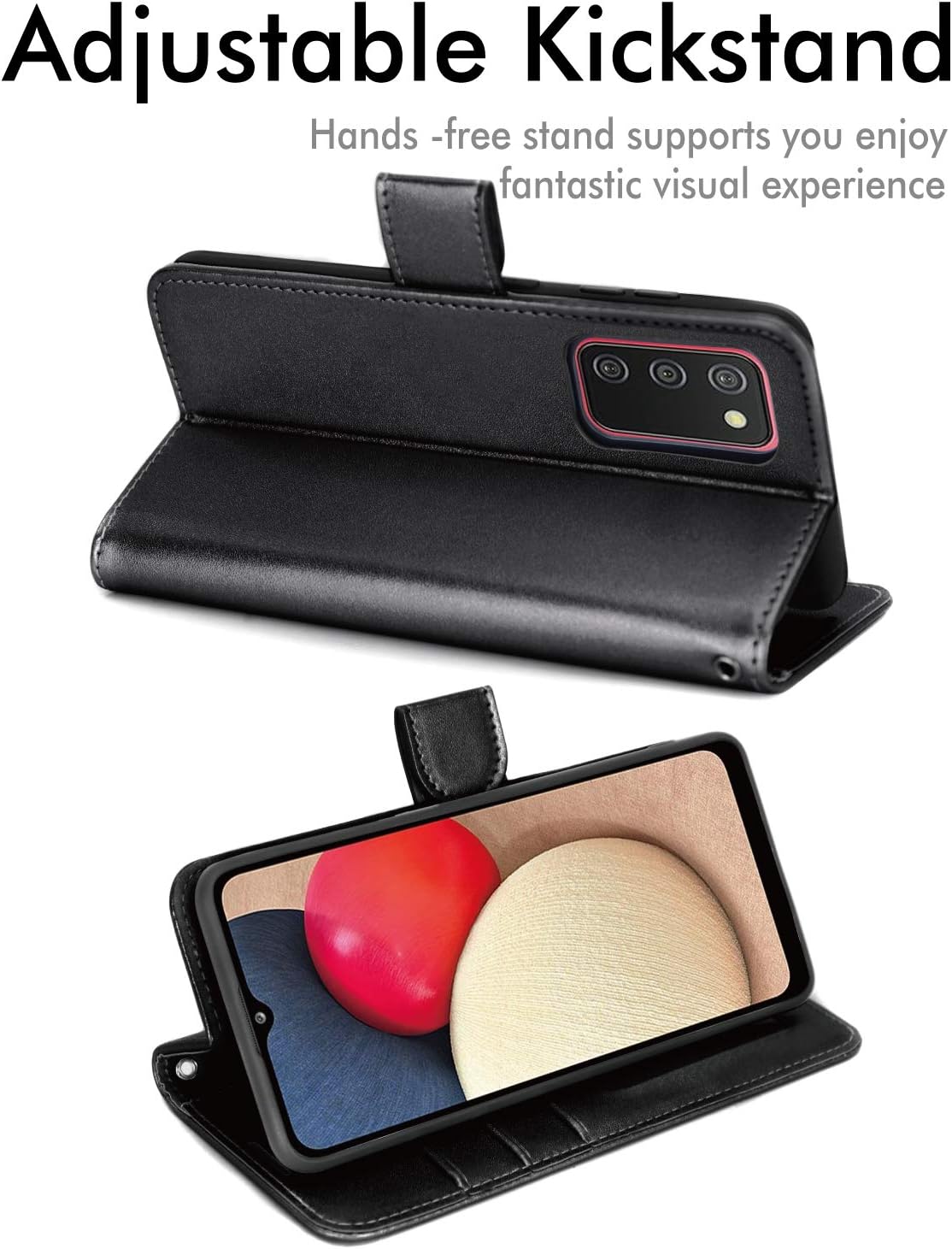 [Wallet Case] Protective Cover with Cash & Card Holder, Stand and Wrist Strap For Samsung Galaxy A02s