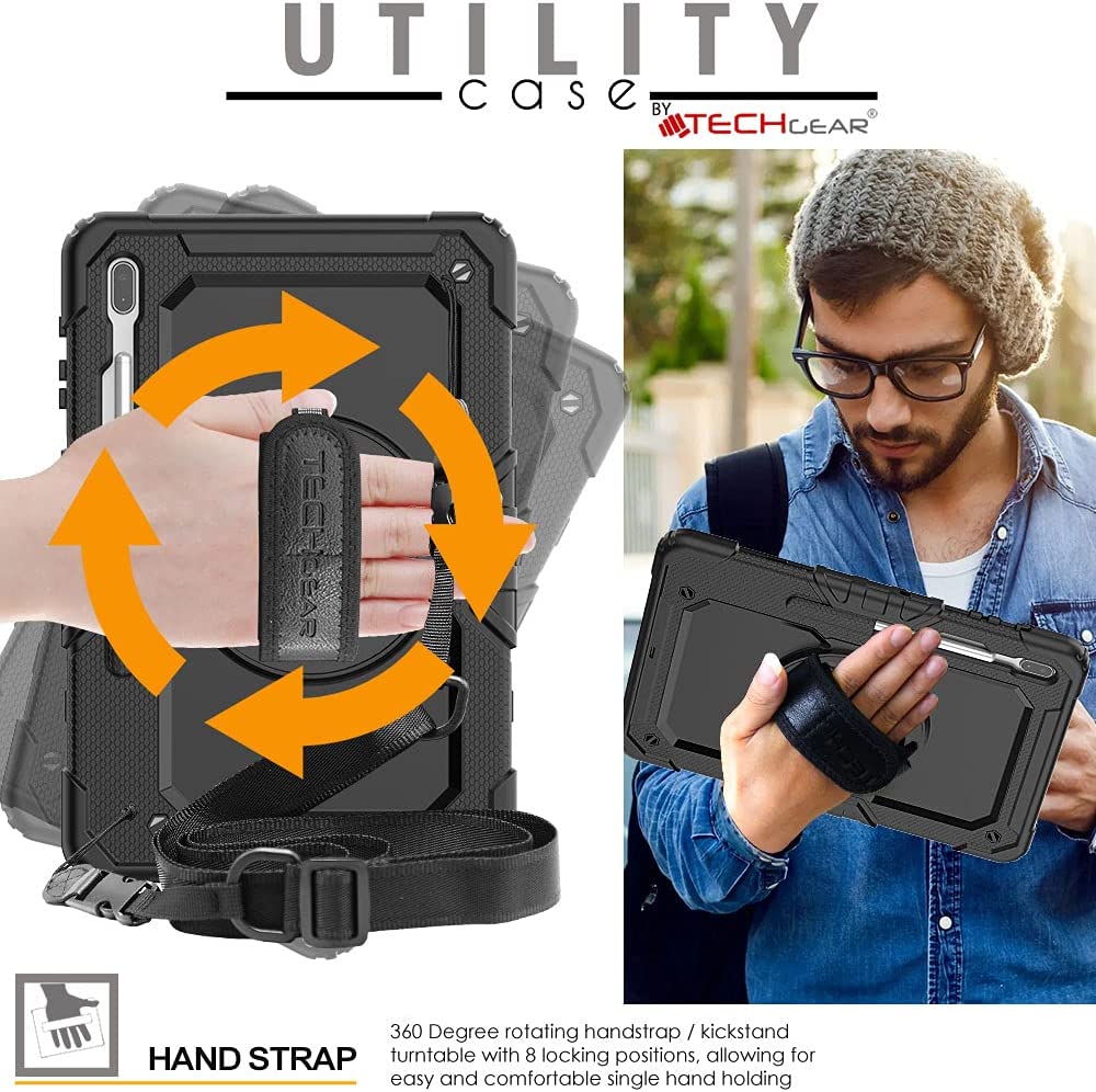 [UTILITY Case] Full Body Shockproof Case with Stand, Hand & Shoulder Strap for Samsung Galaxy Tab S7 FE 12.4" (SM-T730 / SM-T736)
