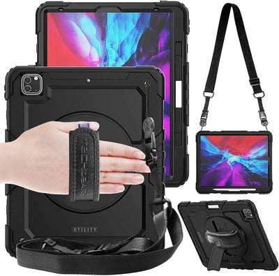 [UTILITY Case] Full Body Shockproof Case with Stand, Hand & Shoulder Strap for iPad Pro 12.9"(6th 5th 3rd 2nd Generation)