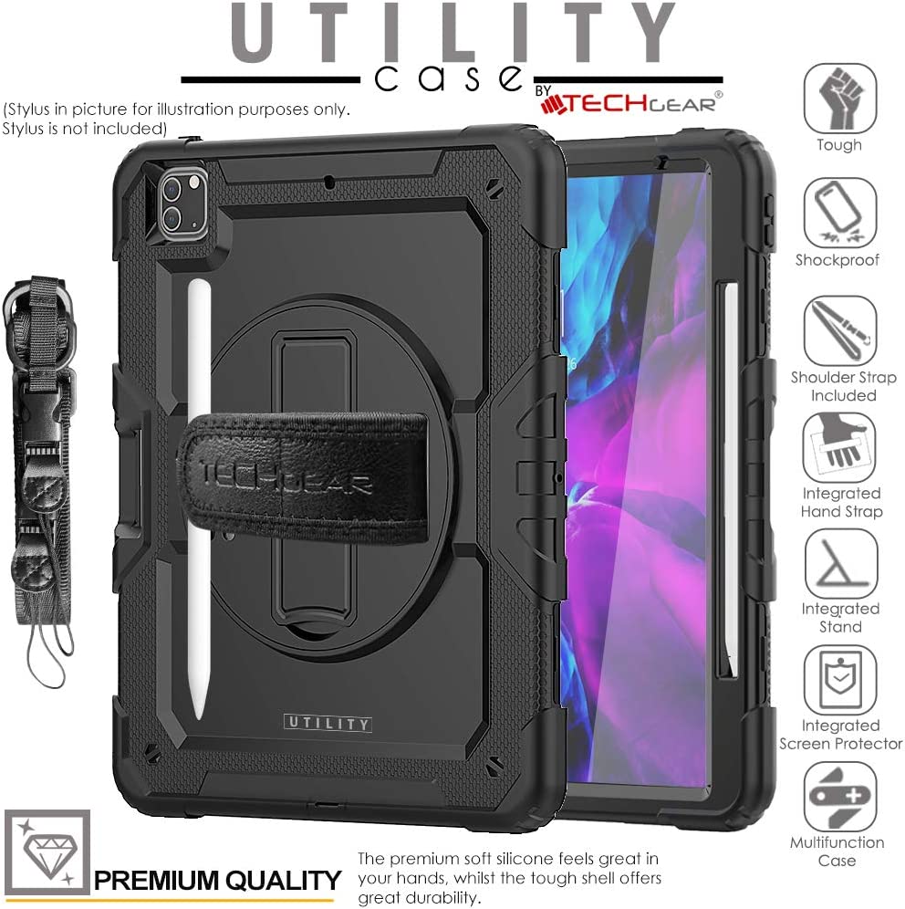 [UTILITY Case] Full Body Shockproof Case with Stand, Hand & Shoulder Strap for iPad Pro 12.9"(6th 5th 3rd 2nd Generation)