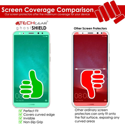[3 Pack] TECHGEAR Screen Protectors to fit Huawei Mate 10 Lite [ghostSHIELD] Reinforced Flexible TPU Screen Protector with Full Screen Coverage