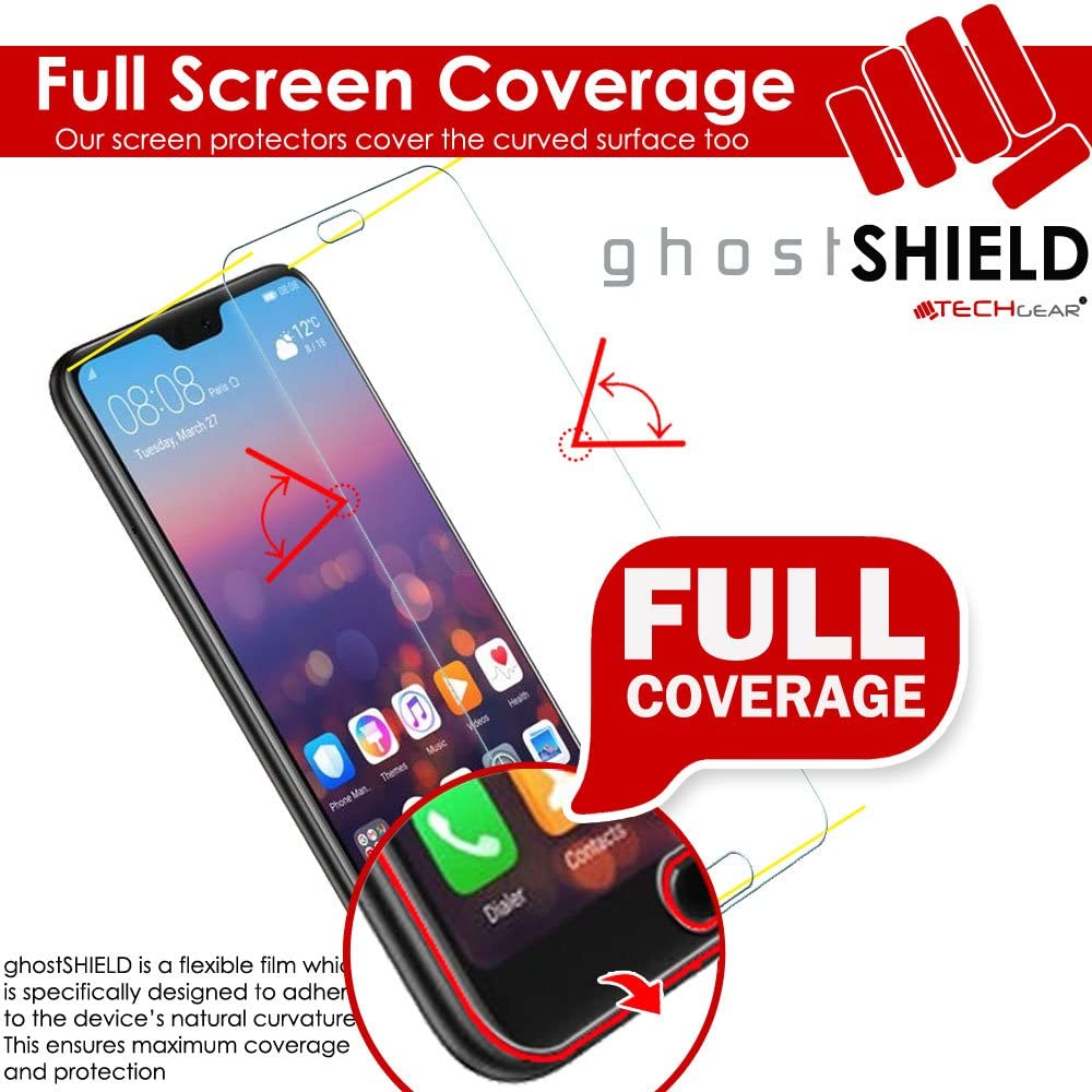 TECHGEAR Screen Protector to fit Huawei P20 Pro [ghostSHIELD Edition] Reinforced Flexible TPU Screen Protector with Full Screen Coverage
