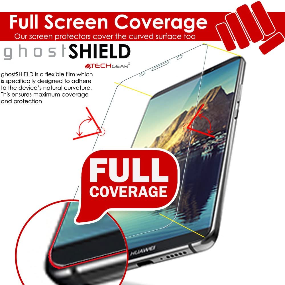 TECHGEAR Screen Protector to fit Huawei Mate 10 Pro [ghostSHIELD Edition] Reinforced Flexible TPU Screen Protector with Full Screen Coverage