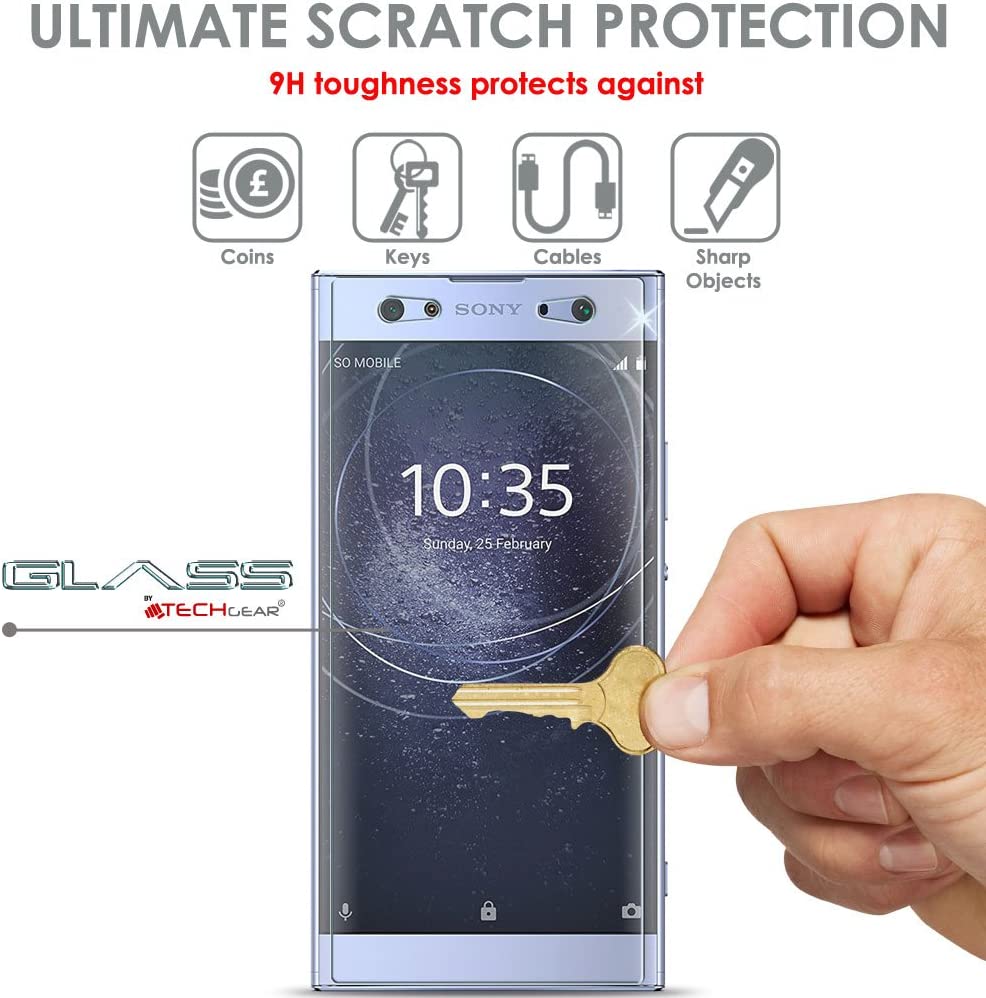 [2 Pack] TECHGEAR GLASS Edition for Xperia XA2 Ultra - Genuine Tempered Glass Screen Protector s Compatible with Sony Xperia XA2 Ultra