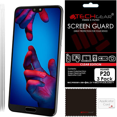 [3 Pack] TECHGEAR Screen Protectors for Huawei P20 - Clear Lcd Screen Protector Compatible with Huawei P20