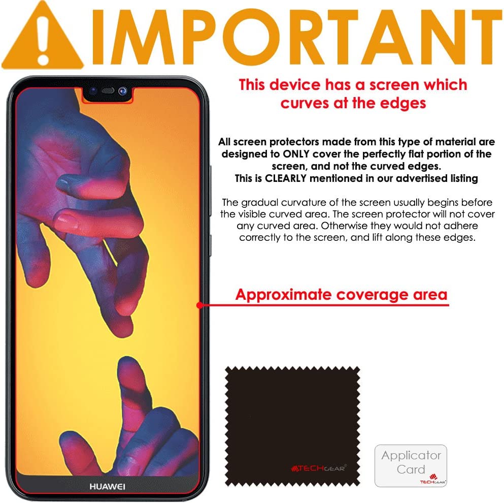 [3 Pack] TECHGEAR Screen Protectors for Huawei P20 Pro - Clear Lcd Screen Protector Compatible with Huawei P20 Pro