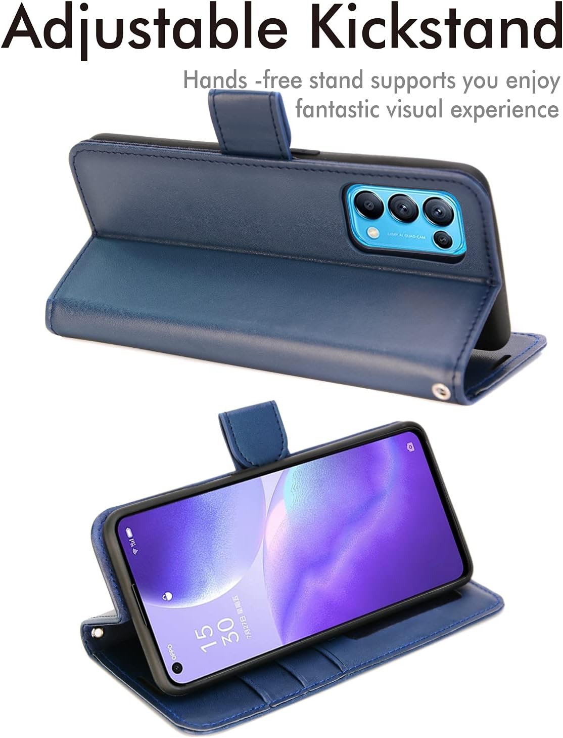 [Wallet Case] Protective Cover with Cash & Card Holder, Stand and Wrist Strap For Oppo Find X3 Lite 5G