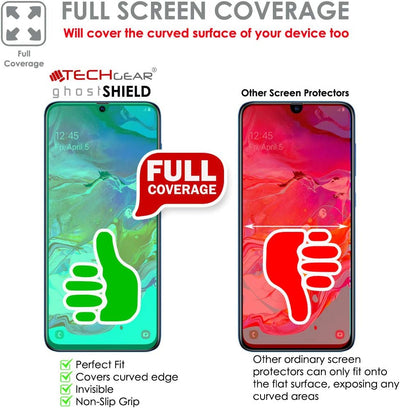 [Pack of 3] TECHGEAR Screen Protectors fit Samsung Galaxy A50 [ghostSHIELD Edition] Reinforced TPU film Screen Protector s [FULL Screen Coverage]