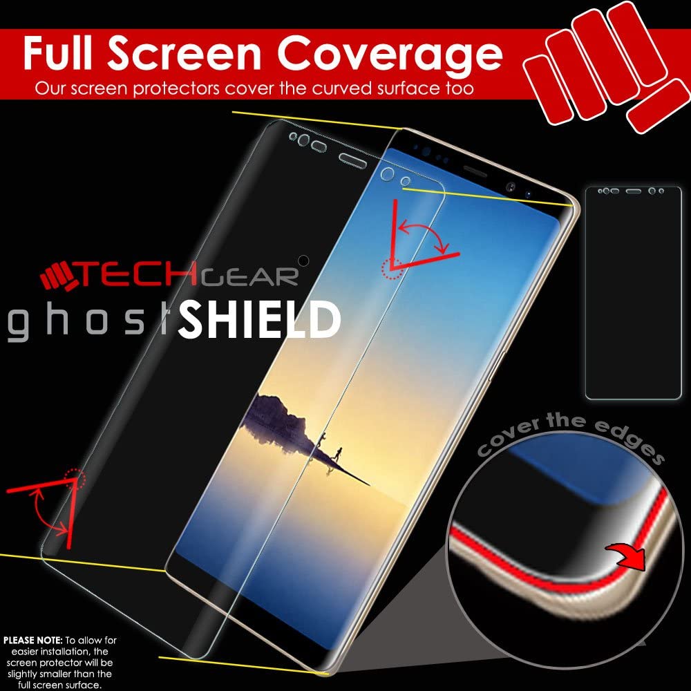 TECHGEAR Screen Protector to fit Samsung Galaxy Note 9 [ghostSHIELD Edition] TPU Screen Protector with Full Screen Coverage inc Curved Screen