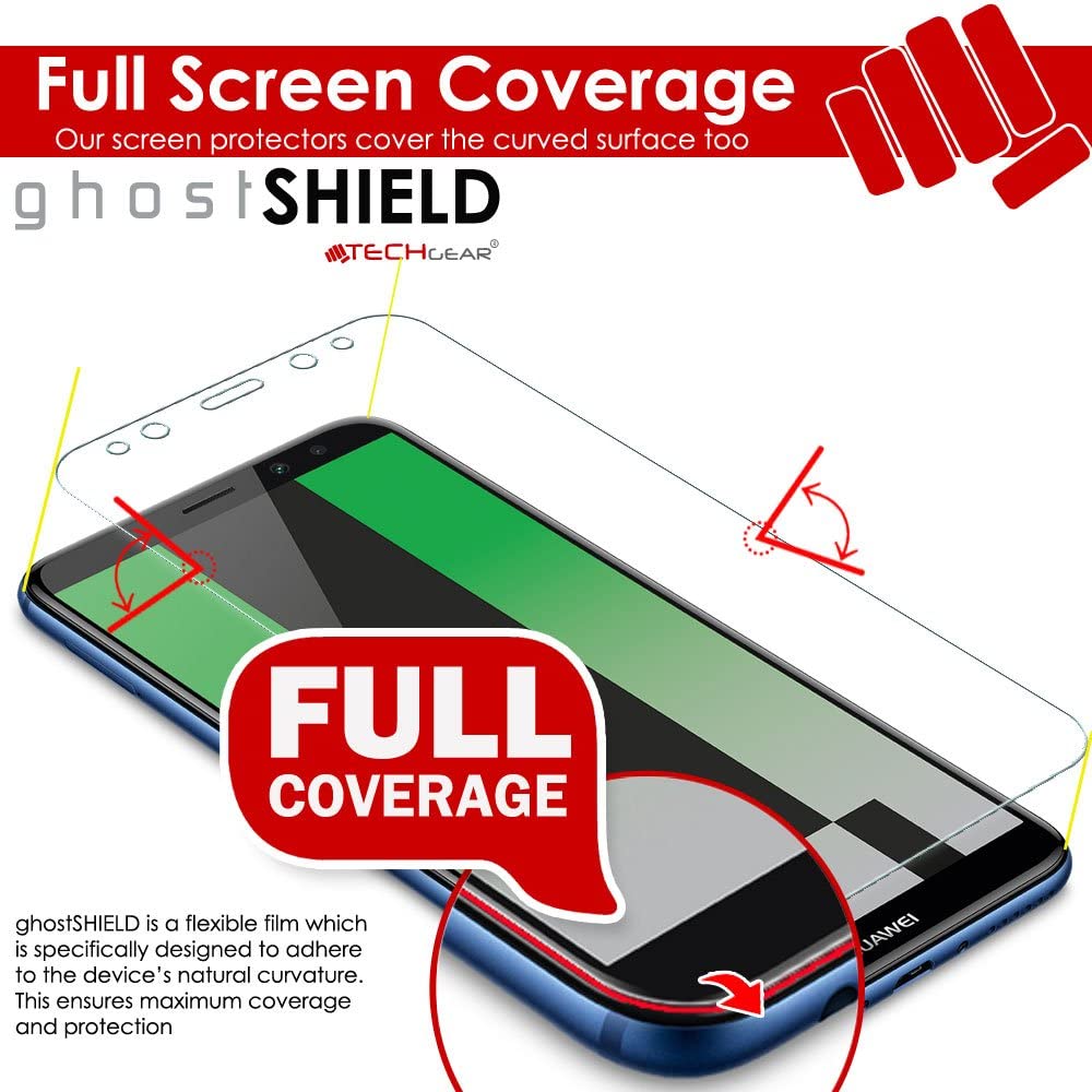 TECHGEAR Screen Protector to fit Huawei Mate 10 Lite [ghostSHIELD Edition] Genuine Reinforced Flexible TPU Screen Protector with Full Screen Coverage