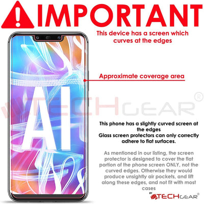 [2 Pack] TECHGEAR Screen Protectors for Mate 20 Lite, GLASS Edition Genuine Tempered Glass Screen Protector Compatible with Huawei Mate 20 Lite