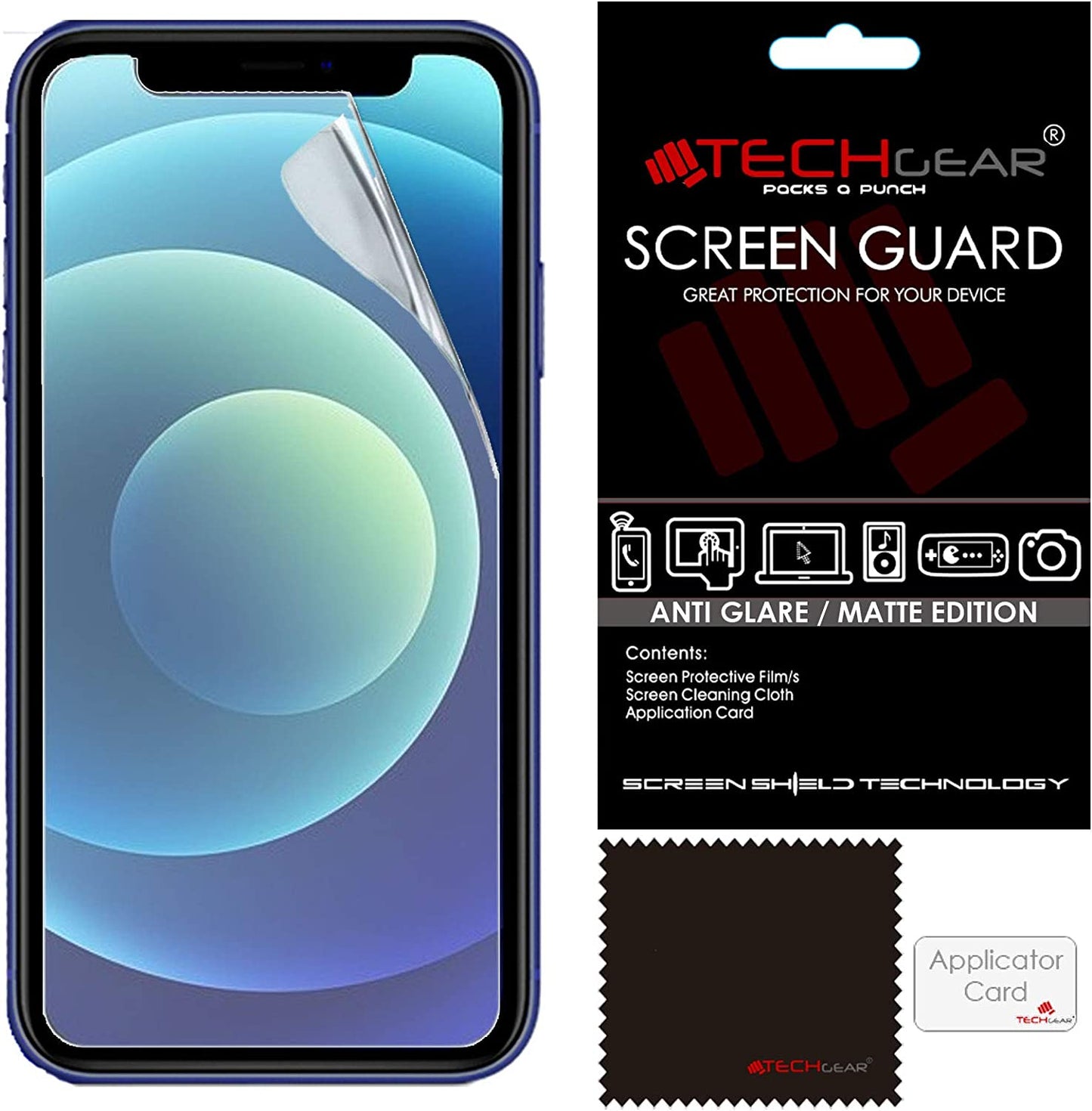 [Pack of 3] TECHGEAR Matte Screen Protectors for iPhone 11, iPhone XR 6.1" - ANTI GLARE / MATTE Screen Protectors With Cleaning Cloth & Card