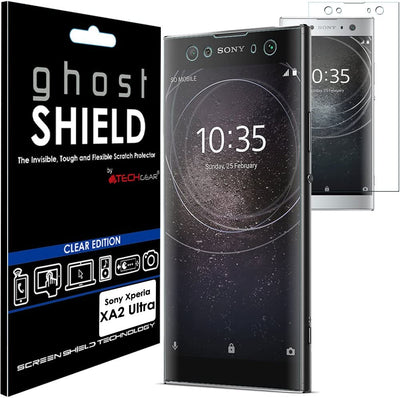[3 Pack] TECHGEAR Screen Protectors to fit Sony Xperia XA2 Ultra [ghostSHIELD Edition] TPU Screen Protector with Full Screen inc Curved Screen