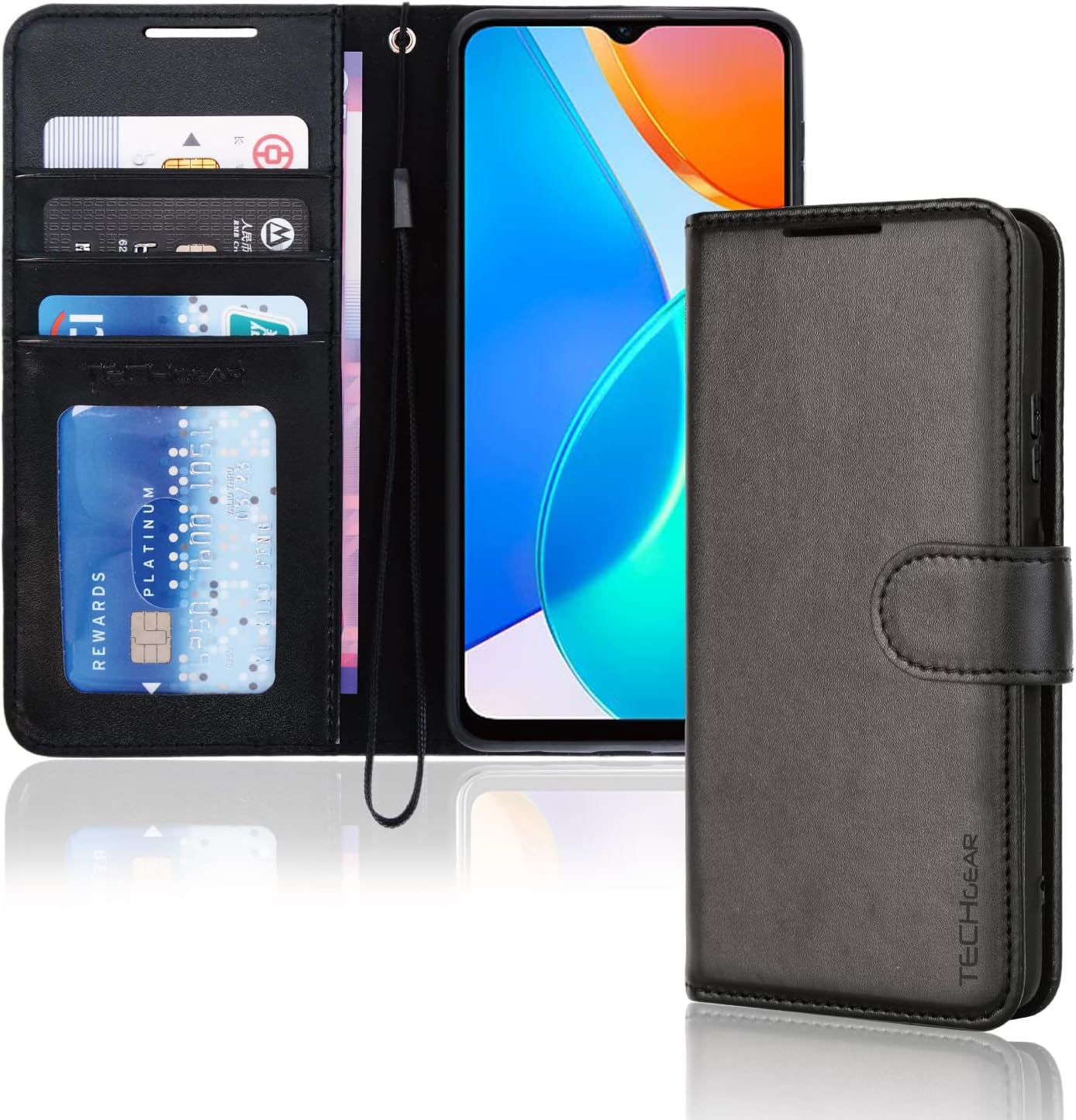 [Wallet Case] Protective Cover with Cash & Card Holder, Stand and Wrist Strap For Honor X6 4G / Honor X8 5G