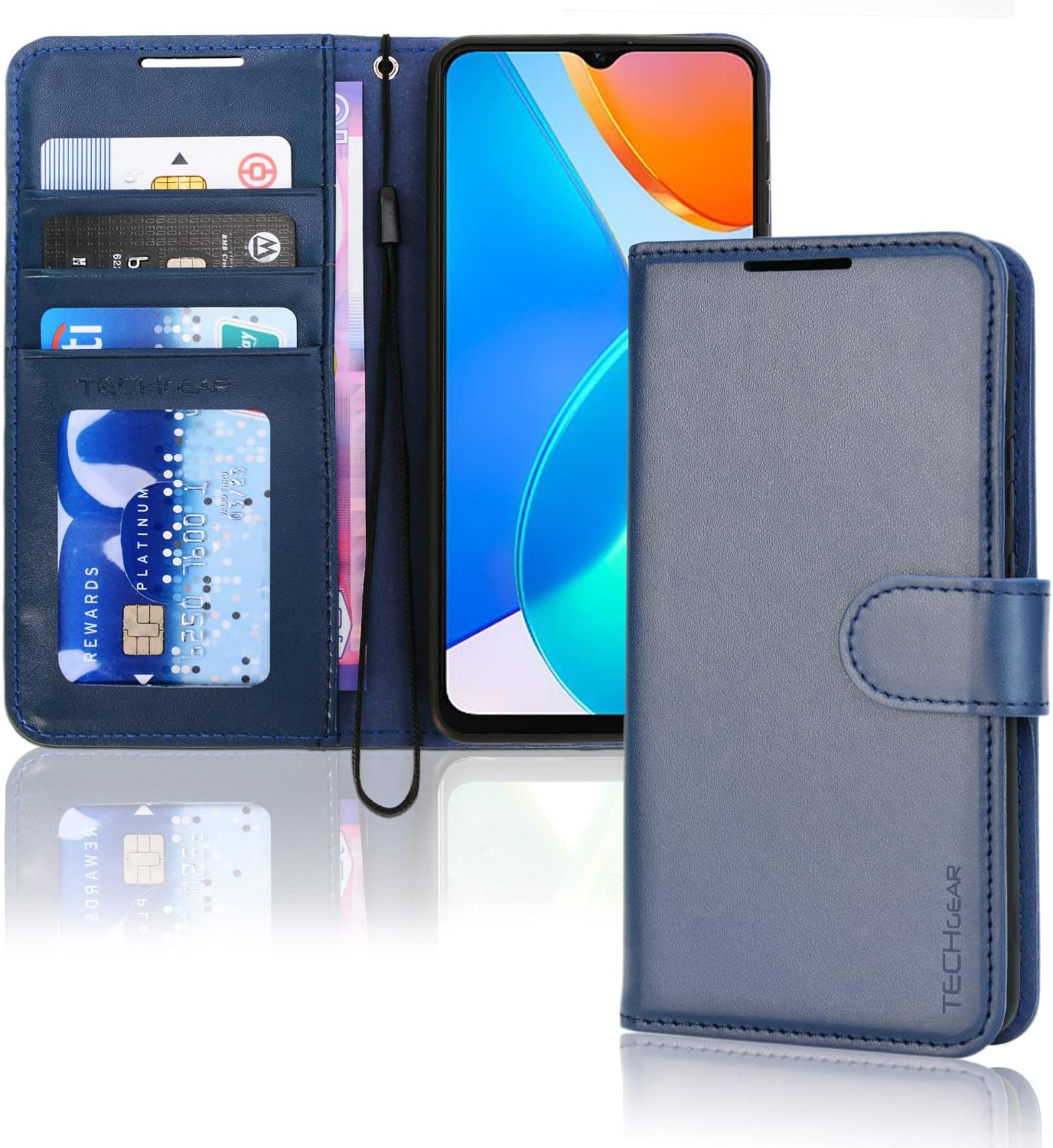 [Wallet Case] Protective Cover with Cash & Card Holder, Stand and Wrist Strap For Honor X6 4G / Honor X8 5G