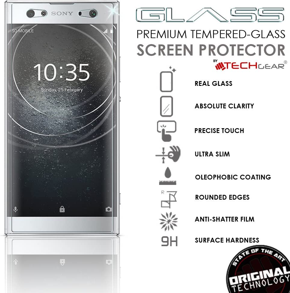 [2 Pack] TECHGEAR GLASS Edition for Xperia XA2 Ultra - Genuine Tempered Glass Screen Protector s Compatible with Sony Xperia XA2 Ultra
