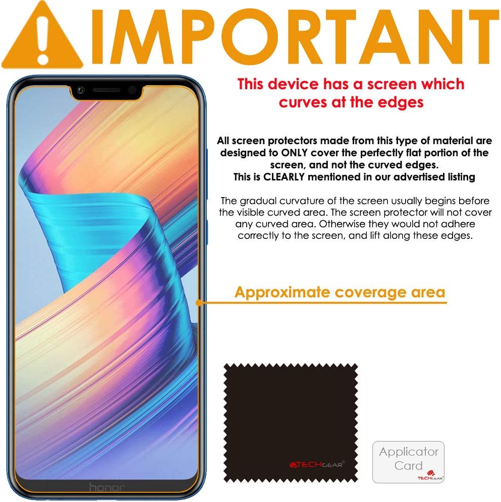 [3 Pack] TECHGEAR Screen Protectors fit Honor Play - Clear Lcd Screen Protectors Cover Guards