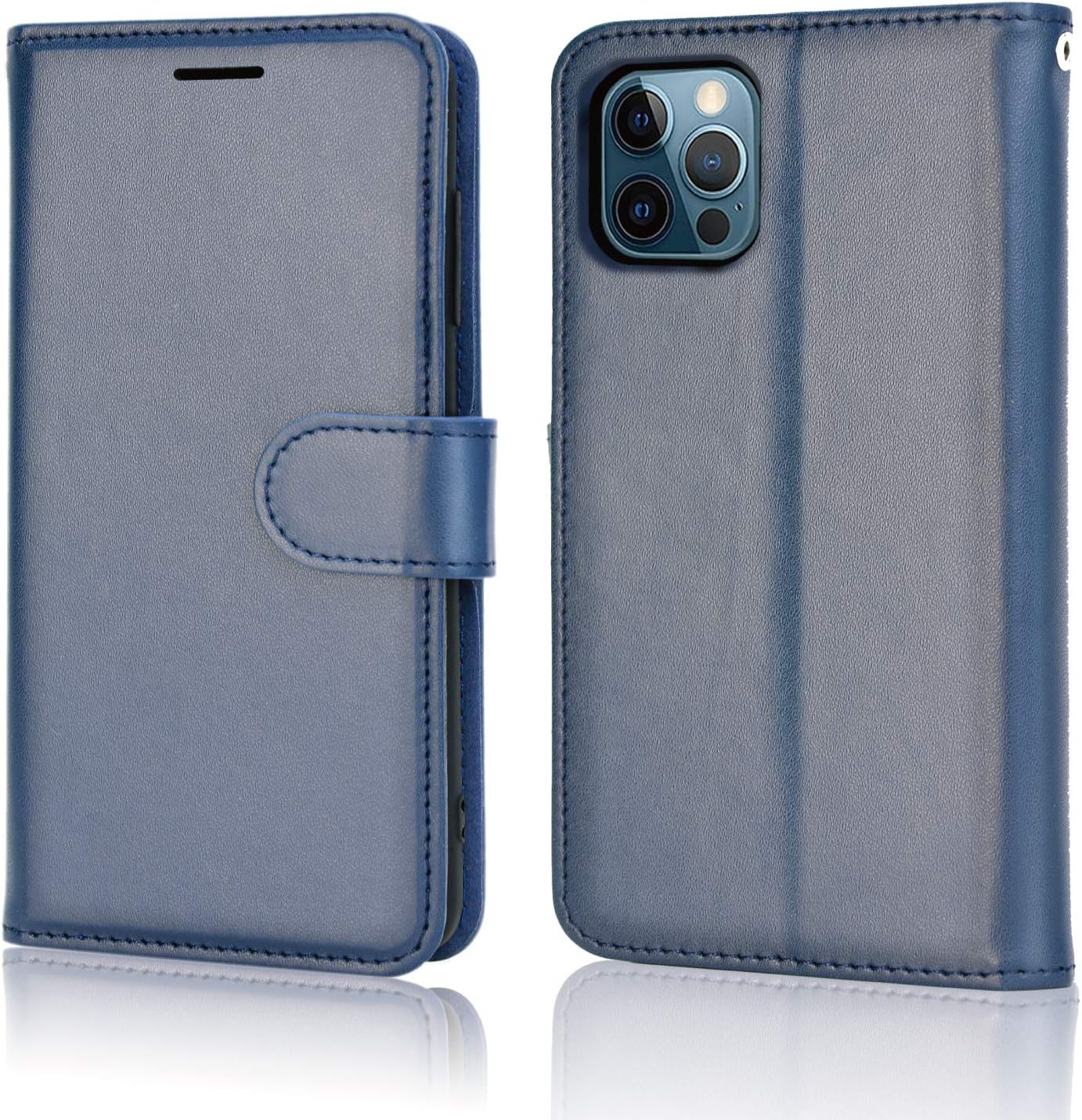 [Wallet Case] Protective Cover with Cash & Card Holder, Stand and Wrist Strap For Apple iPhone 12 Pro Max