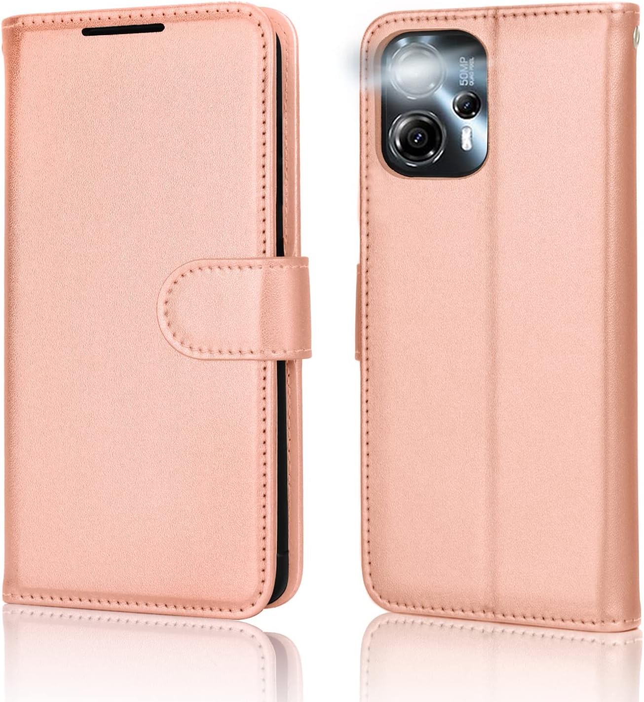 [Wallet Case] Protective Cover with Cash & Card Holder, Stand and Wrist Strap For Motorola Moto G13 / Moto G23