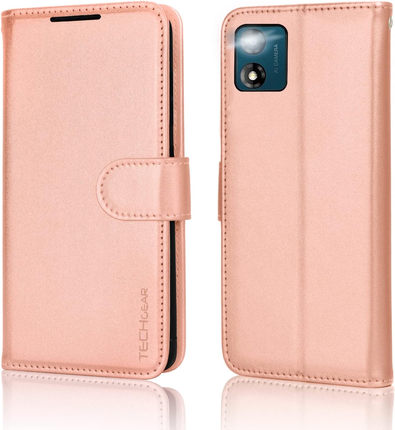 [Wallet Case] Protective Cover with Cash & Card Holder, Stand and Wrist Strap For Motorola Moto E13