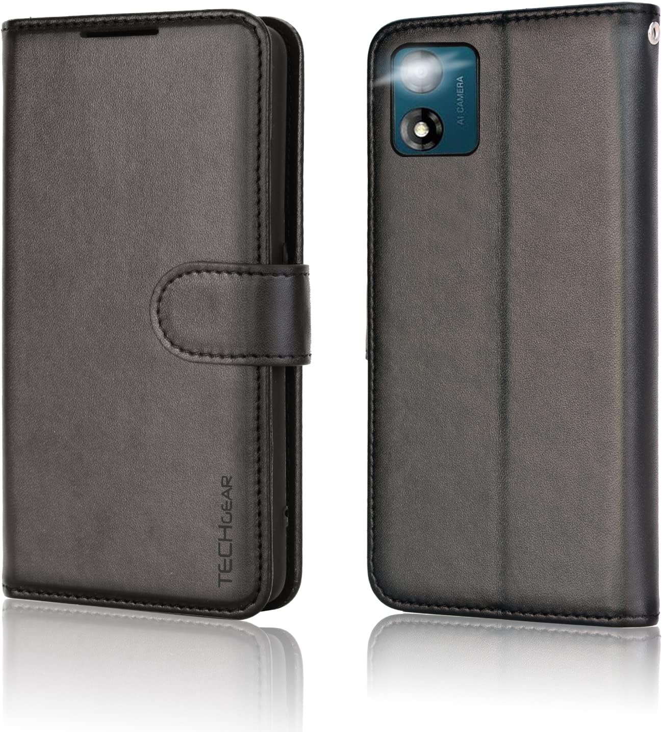 [Wallet Case] Protective Cover with Cash & Card Holder, Stand and Wrist Strap For Motorola Moto E13