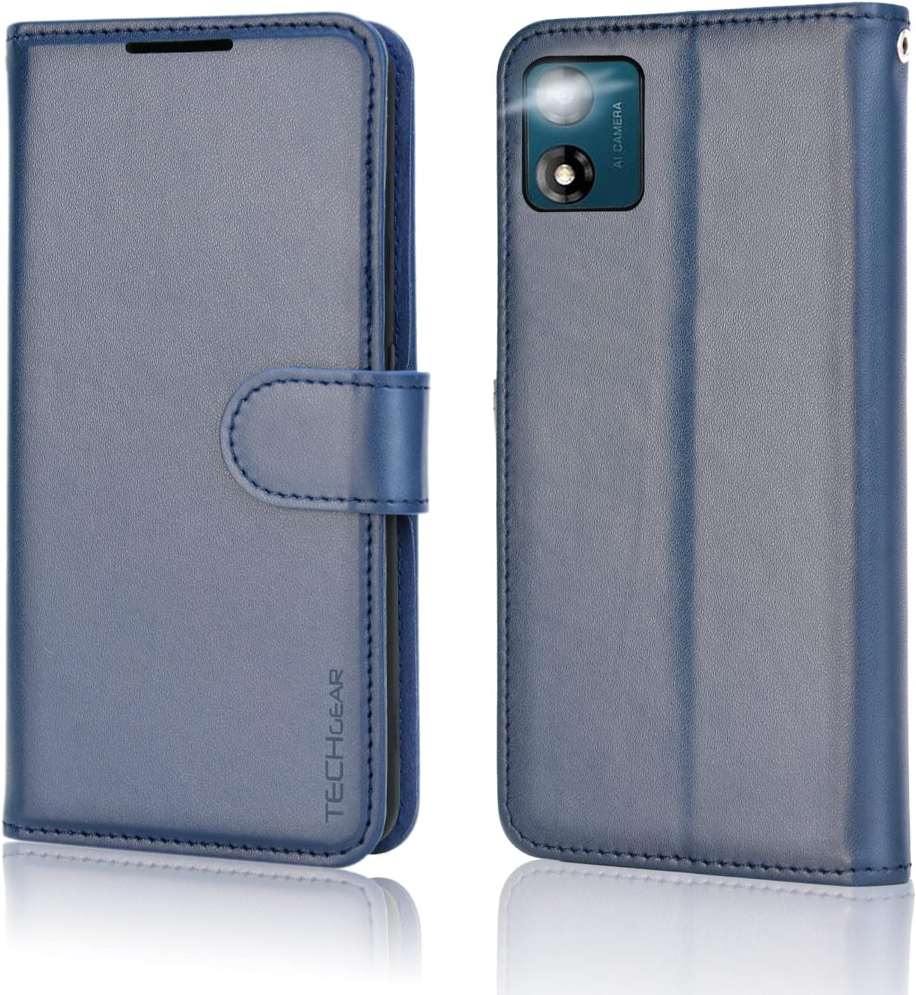 [Wallet Case] Protective Cover with Cash & Card Holder, Stand and Wrist Strap For Motorola Moto E13