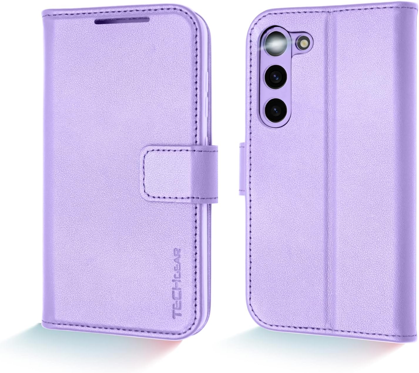 [Leather Wallet Case] Genuine Leather [RFID Blocking] Magnetic Flip Case with Card & Slots and Stand For Samsung Galaxy S23