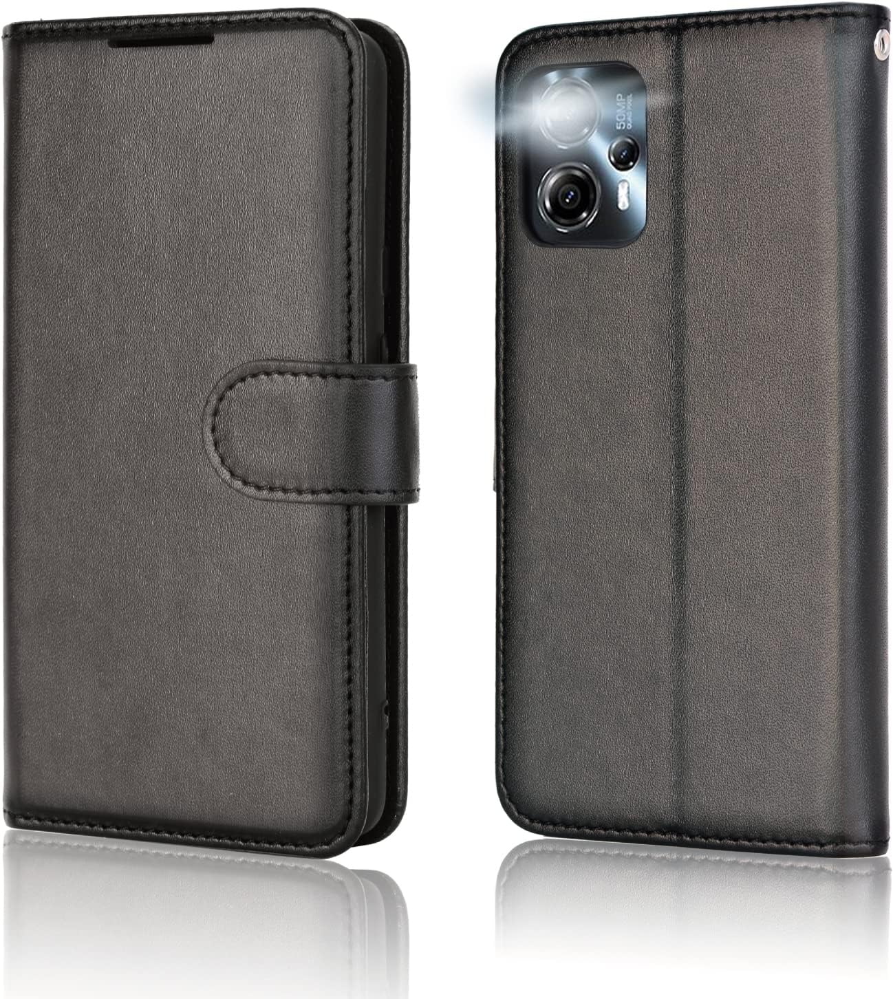 [Wallet Case] Protective Cover with Cash & Card Holder, Stand and Wrist Strap For Motorola Moto G13 / Moto G23